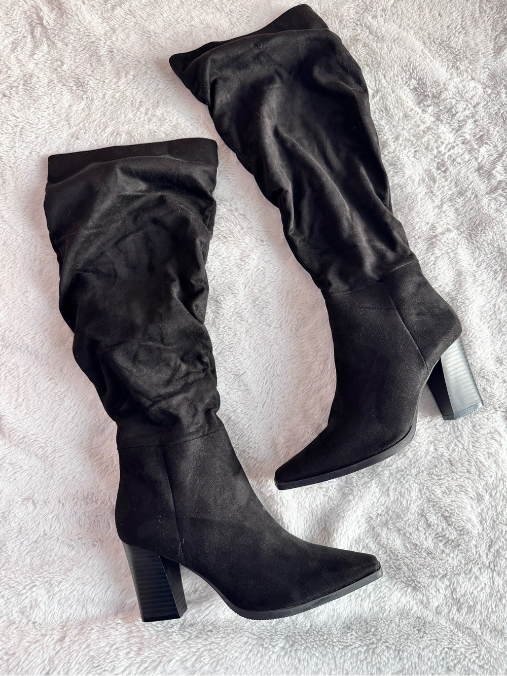 Women's Black Over-the-Knee Block Heel Boots